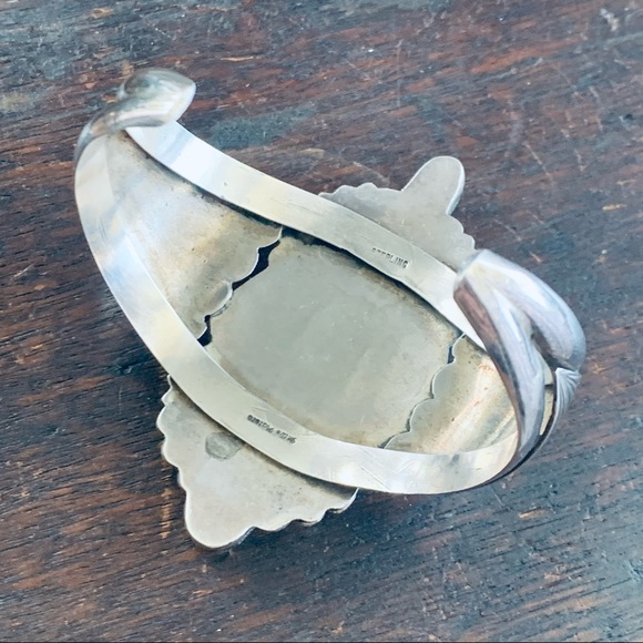 Navajo Turquoise and Sterling Wide Cuff Bracelet - Picture 7 of 16